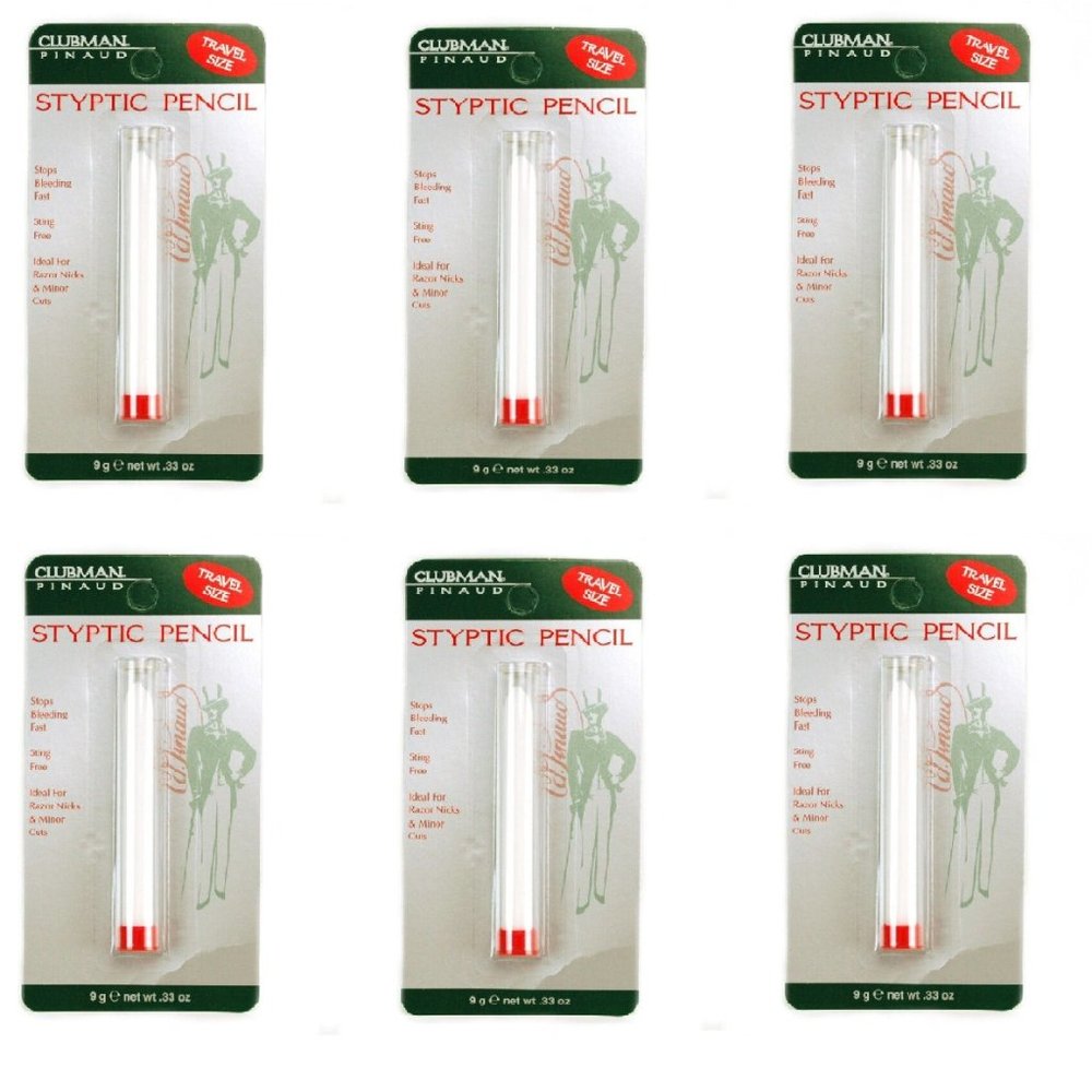 6 packs - Clubman Pinaud Styptic Pencil Travel Size Stops Bleeding fast 0.33 oz